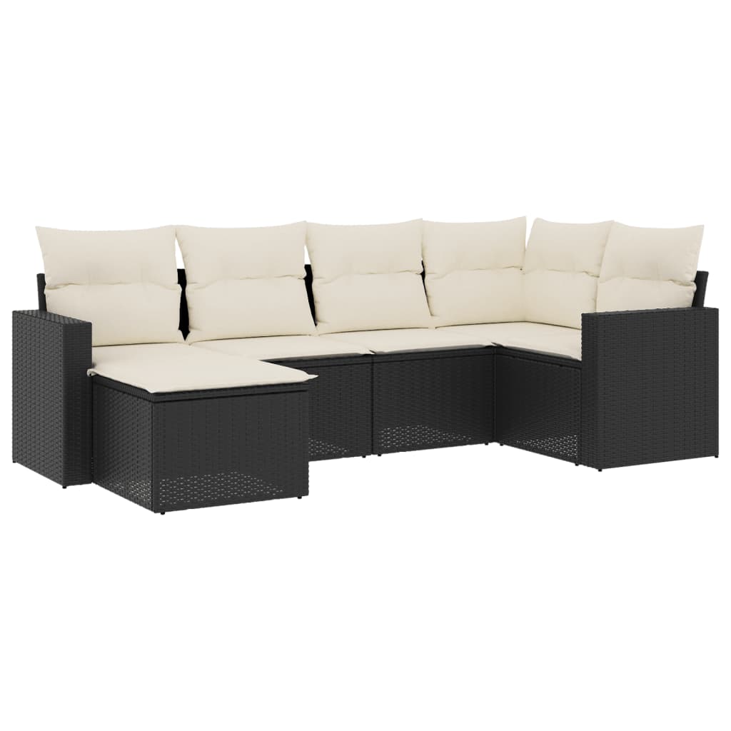 Vidaxl 6 pcs conjunto sofás de jardim c/ almofadões vime pe preto