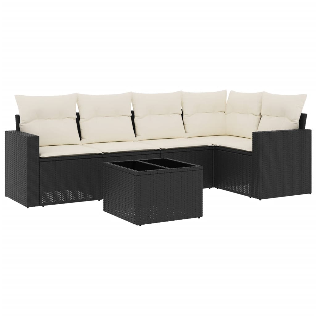 Vidaxl 6 pcs conjunto sofás de jardim c/ almofadões vime pe preto