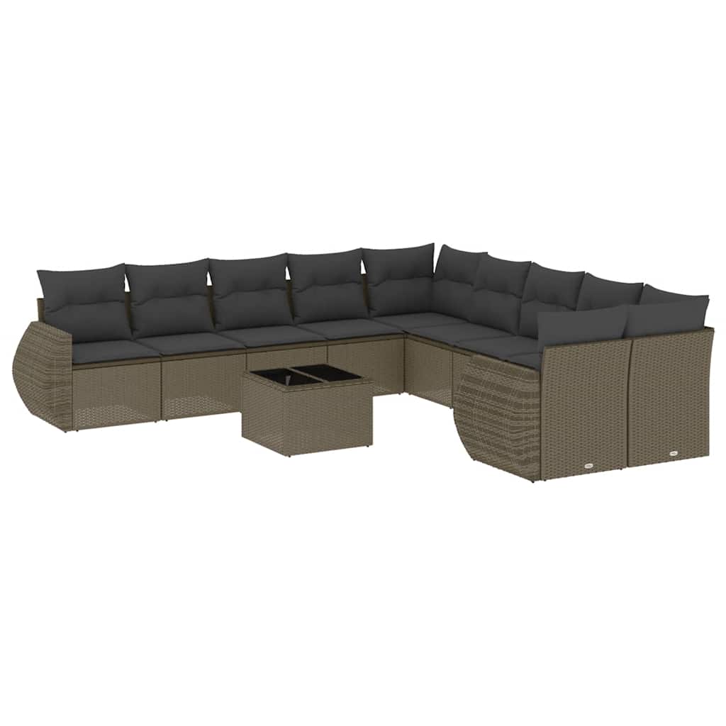 Vidaxl 11 pcs conjunto sofás de jardim c/ almofadões vime pe cinzento