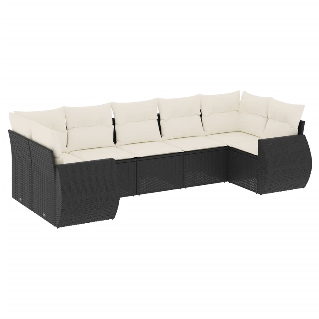 Vidaxl 7 pcs conjunto de sofás p/ jardim c/ almofadões vime pe preto