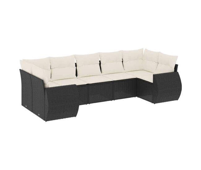 Vidaxl 7 pcs conjunto de sofás p/ jardim c/ almofadões vime pe preto