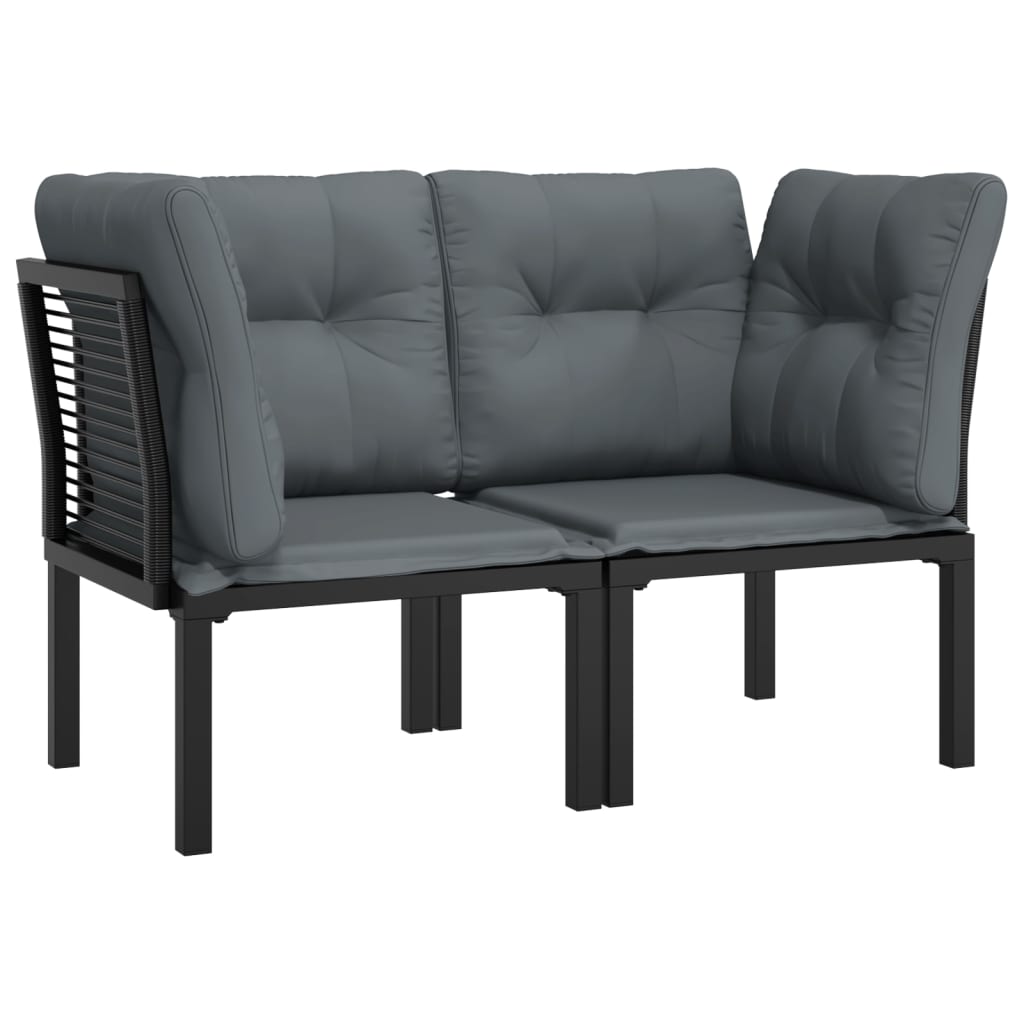 Vidaxl cadeiras de canto jardim c/ almofadões 2pcs vime pe noir/gris
