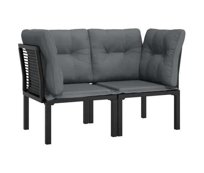 Vidaxl cadeiras de canto jardim c/ almofadões 2pcs vime pe noir/gris