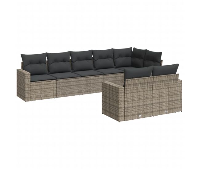 Vidaxl 8 pcs conjunto sofás de jardim c/ almofadões vime pe cinzento