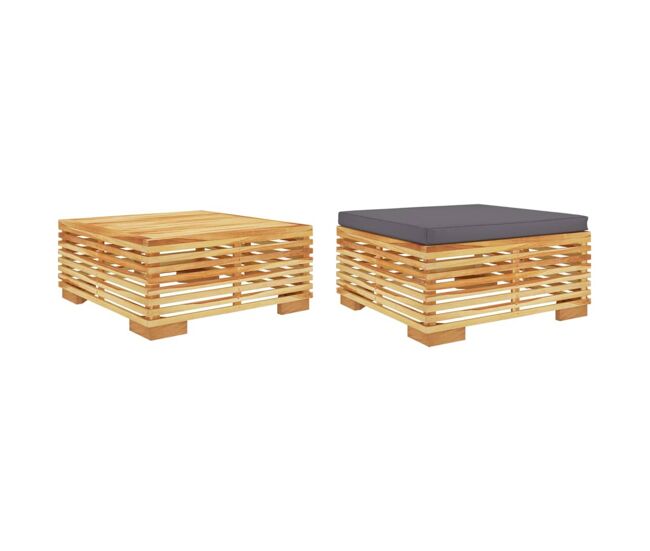Vidaxl 2 pcs conjunto lounge de jardim madeira de teca maciça