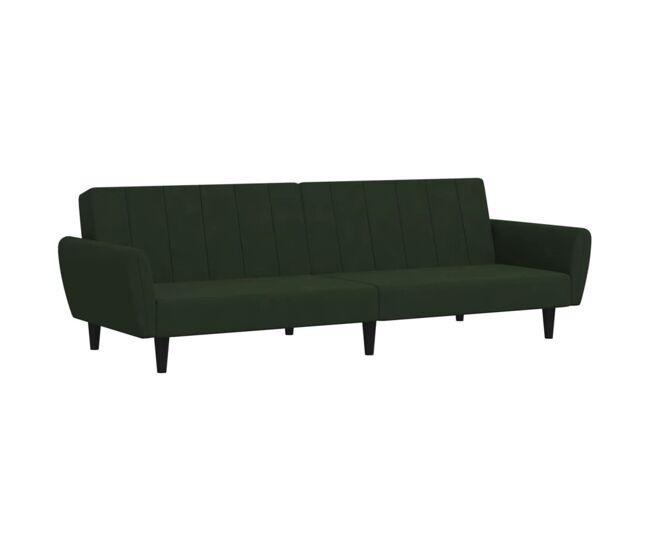 Sofá-cama, sofá conversível de 2 lugares veludo verde-escuro
