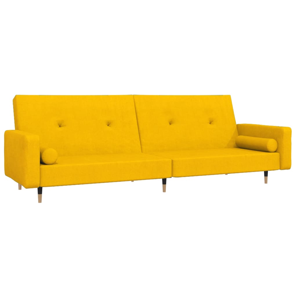 Vidaxl sofá-cama 2 lugares com duas almofadas veludo amarelo
