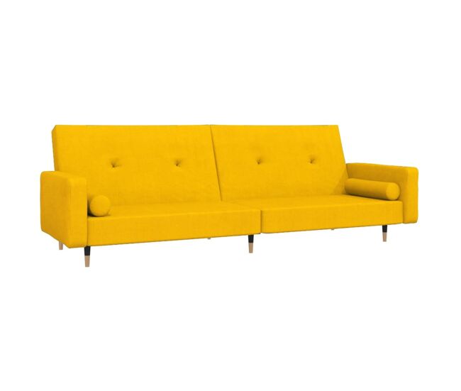 Vidaxl sofá-cama 2 lugares com duas almofadas veludo amarelo