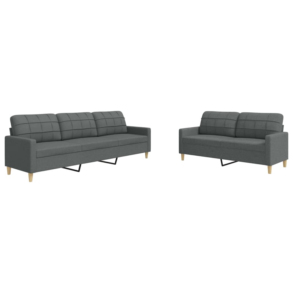 Vidaxl 2 pcs conjunto de sofás tecido cinzento-escuro