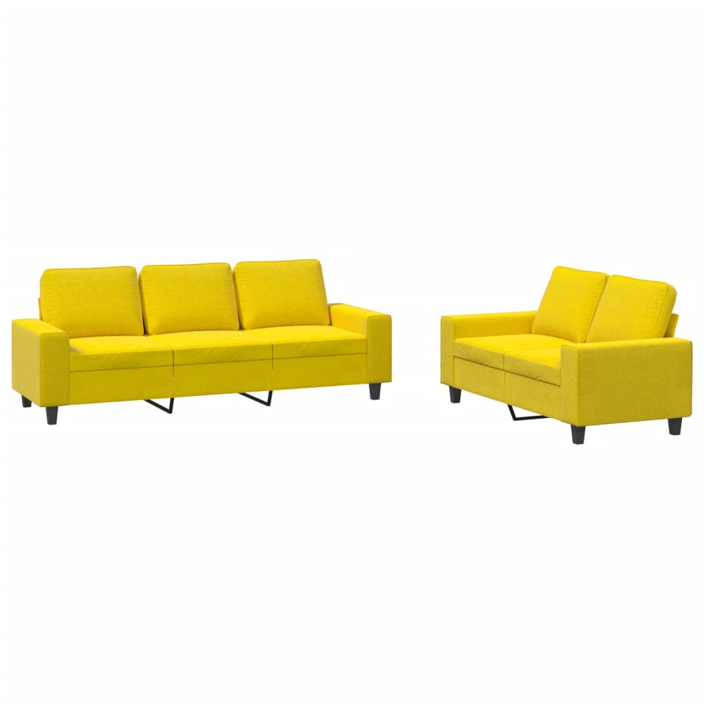 Vidaxl 2 pcs conjunto de sofás tecido amarelo-claro
