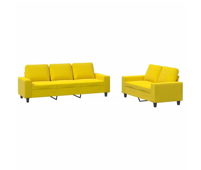 Vidaxl 2 pcs conjunto de sofás tecido amarelo-claro