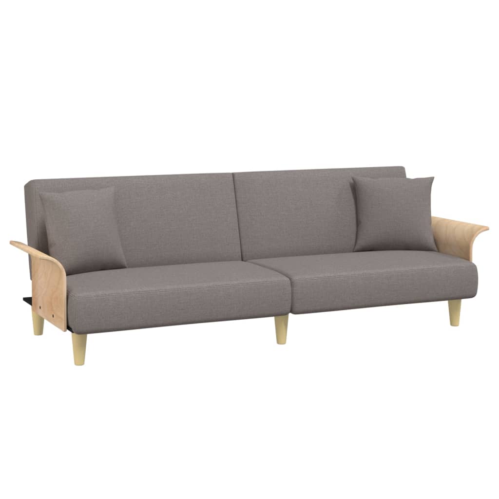 Vidaxl sofá-cama com apoio de braços tecido cinzento-acastanhado