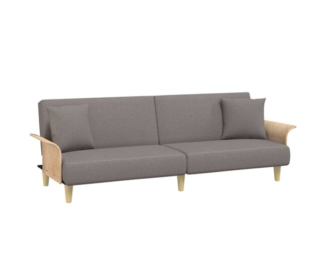 Vidaxl sofá-cama com apoio de braços tecido cinzento-acastanhado