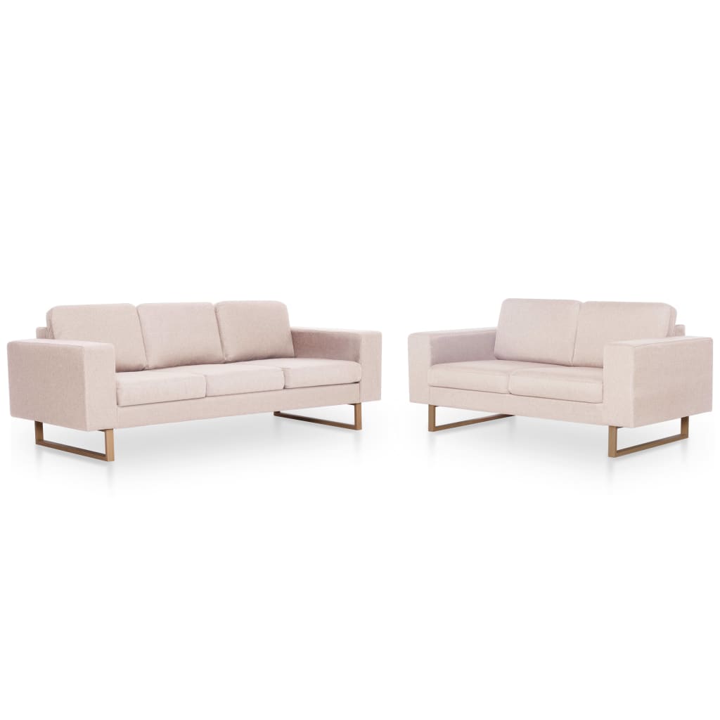 Vidaxl 2 pcs conjunto de sofás tecido cor creme