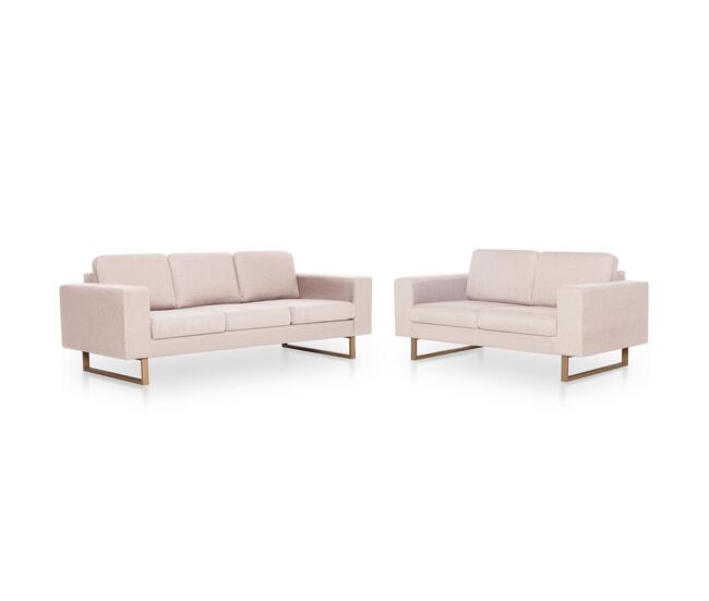 Vidaxl 2 pcs conjunto de sofás tecido cor creme