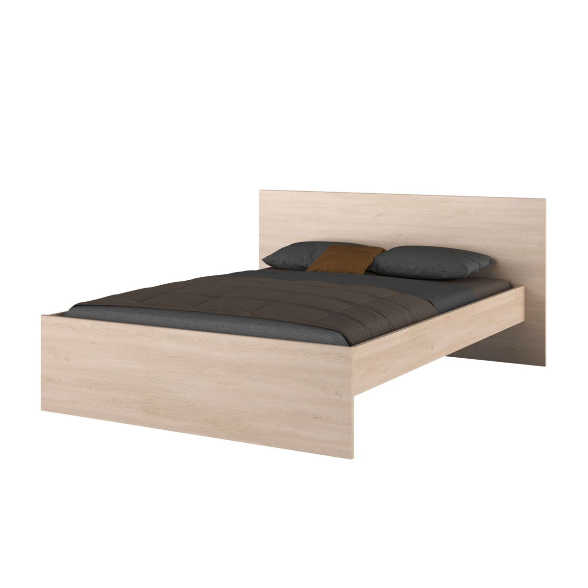 Cama de casal john master em estilo natural na cor carvalho do brooklyn 135-140x190 cm
