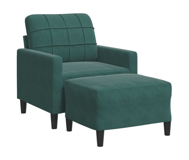 Vidaxl poltrona com apoio de pés 60 cm veludo verde-escuro