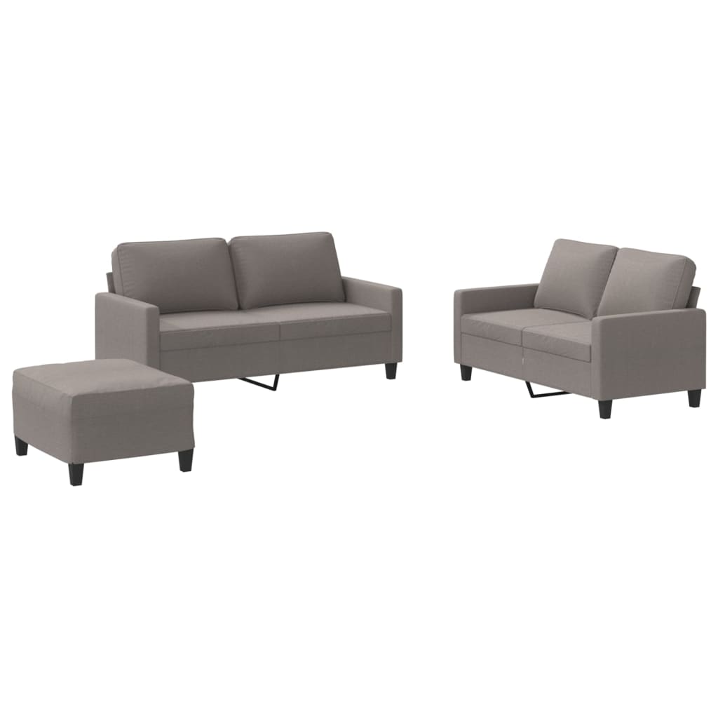 Vidaxl 3 pcs conjunto de sofás com almofadões tecido cinza-acastanhado