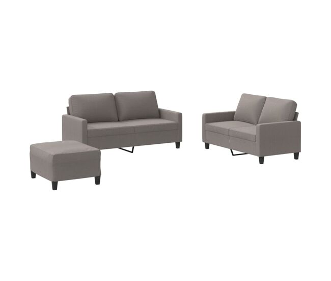 Vidaxl 3 pcs conjunto de sofás com almofadões tecido cinza-acastanhado