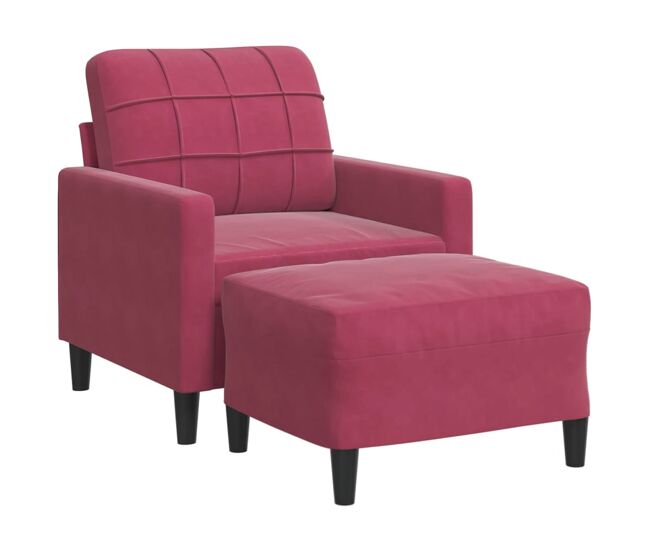 Vidaxl poltrona com apoio de pés 60 cm veludo vermelho tinto