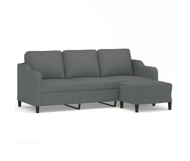 Vidaxl sofá de 3 lugares com apoio de pés 180 cm tecido cinza-escuro