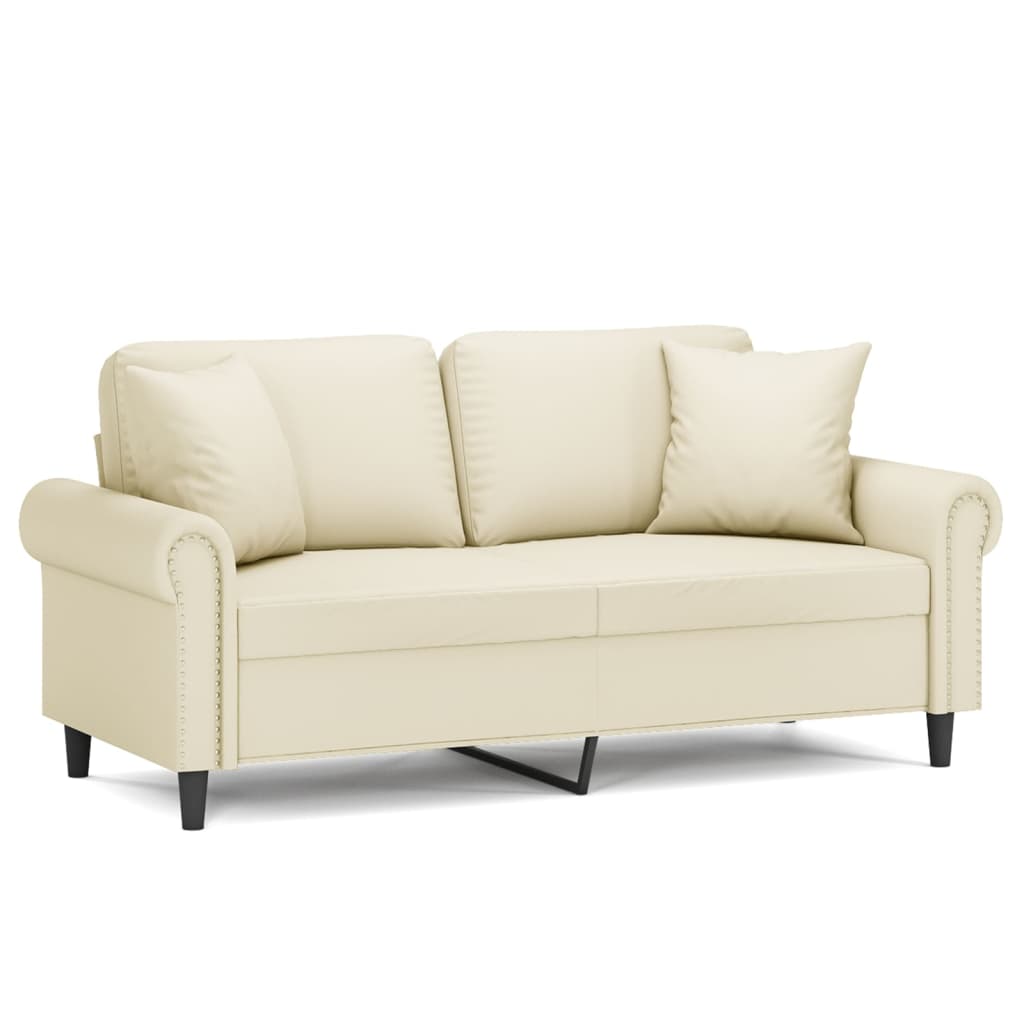 Vidaxl sofá 2 lugares + almofadas decorativas 140cm couro artif. creme