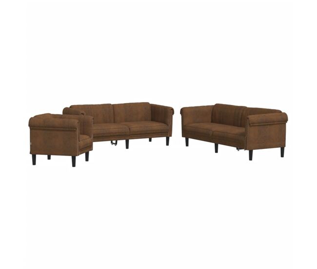 Vidaxl 3 pcs conjunto de sofás veludo castanho