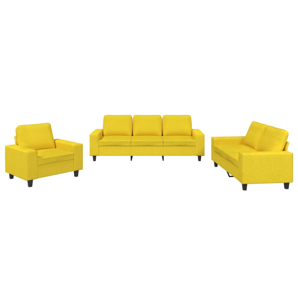 Vidaxl 3 pcs conjunto de sofás tecido amarelo-claro