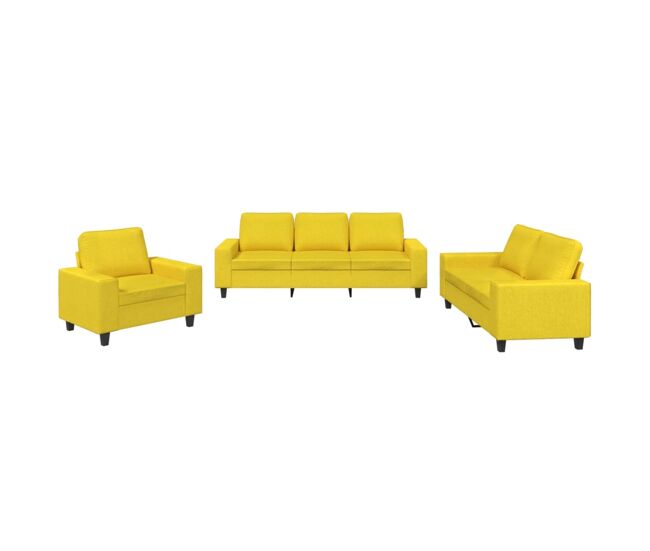 Vidaxl 3 pcs conjunto de sofás tecido amarelo-claro