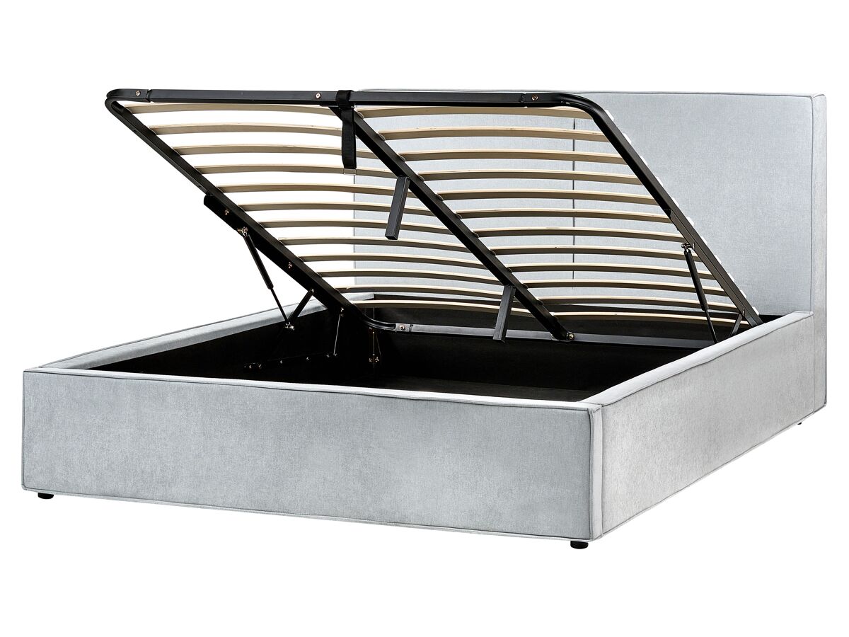 Beliani Cama baú Poliéster MOISSAC 177x224 Azul Claro