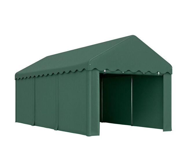 Outsunny tenda garagem 6x3 m tenda de exterior para carro impermeável garagem portátil anti-uv com paredes laterais desmontáveis e 2 portas com fecho