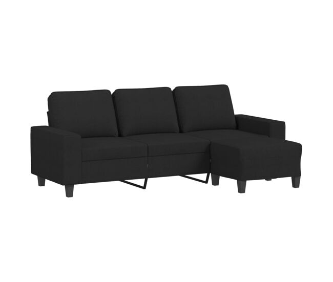 Vidaxl sofá de 3 lugares com apoio de pés 180 cm tecido preto