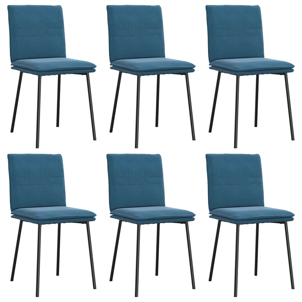 Vidaxl cadeiras de jantar 6 pcs veludo azul