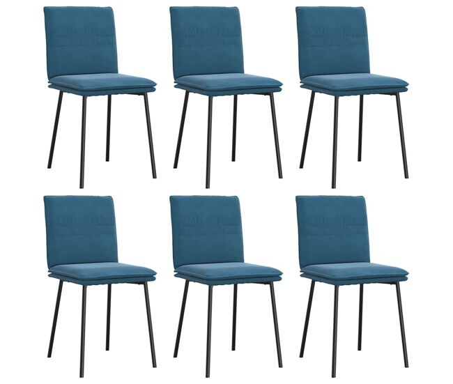 Vidaxl cadeiras de jantar 6 pcs veludo azul