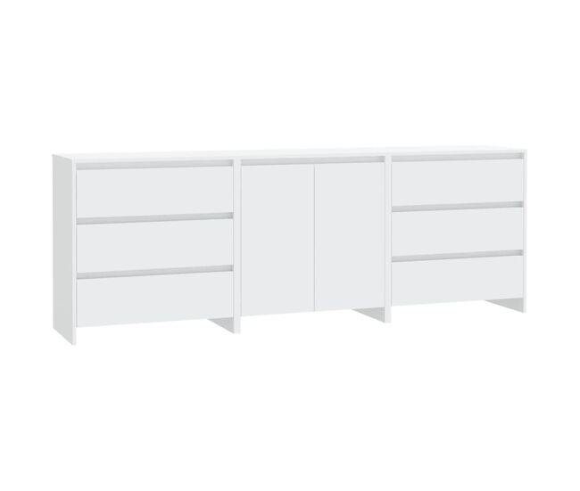 Vidaxl 3 pcs aparador em madeira processada branco
