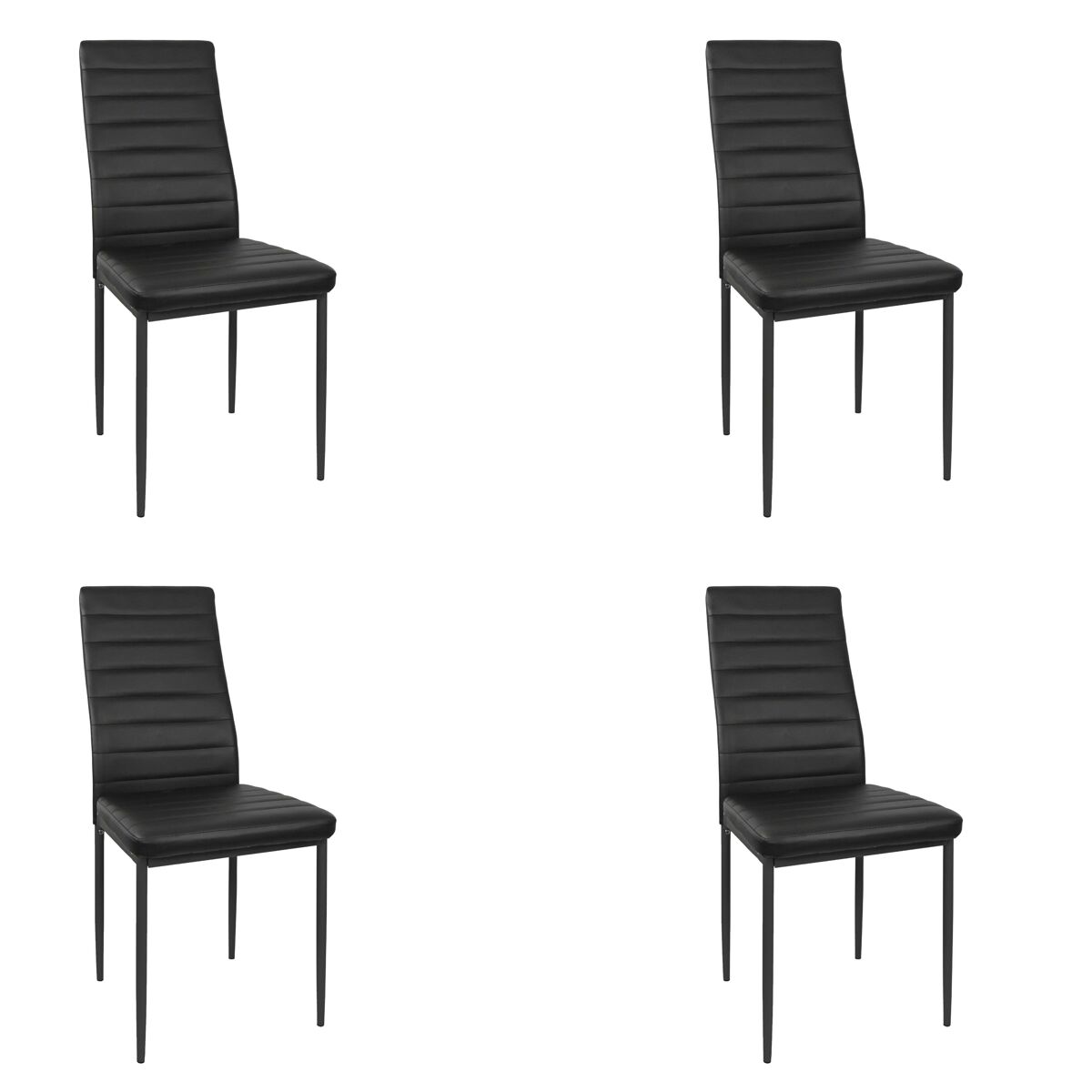 Pacote de 4 cadeiras avat para sala de estar e jantar estilo moderno em preto