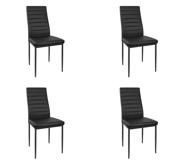 Pacote de 4 cadeiras avat para sala de estar e jantar estilo moderno em preto