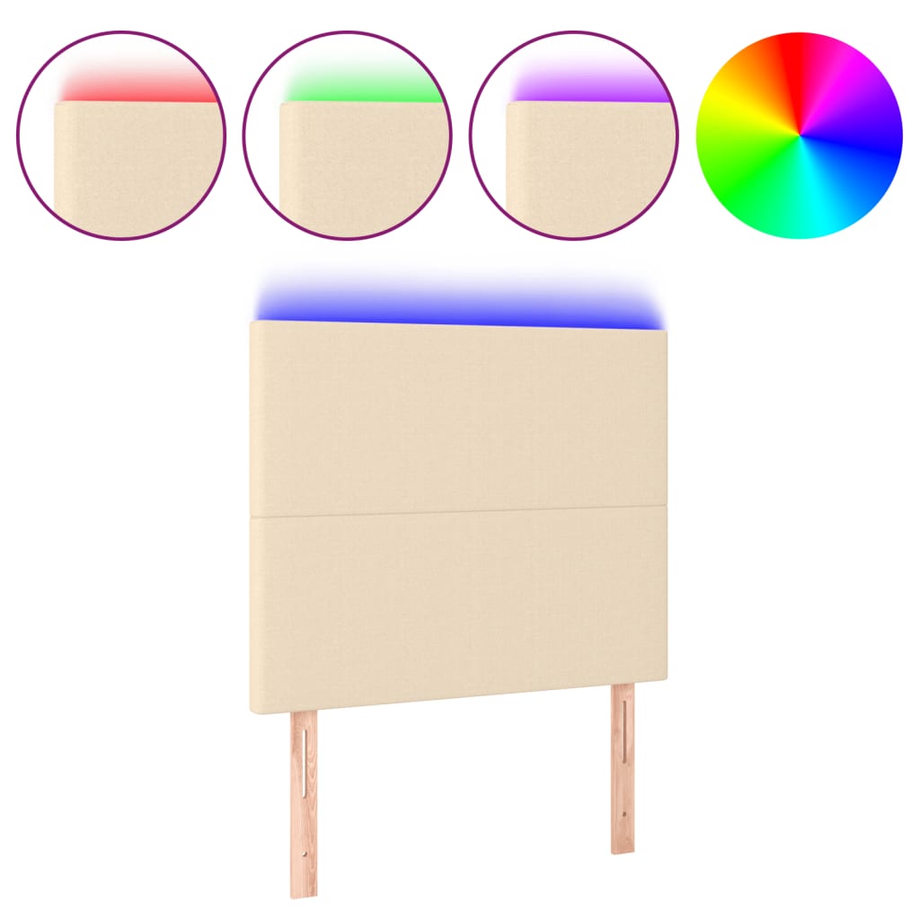 Vidaxl cabeceira de cama c/ led tecido 90x5x118/128cm crème