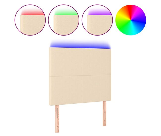 Vidaxl cabeceira de cama c/ led tecido 90x5x118/128cm crème