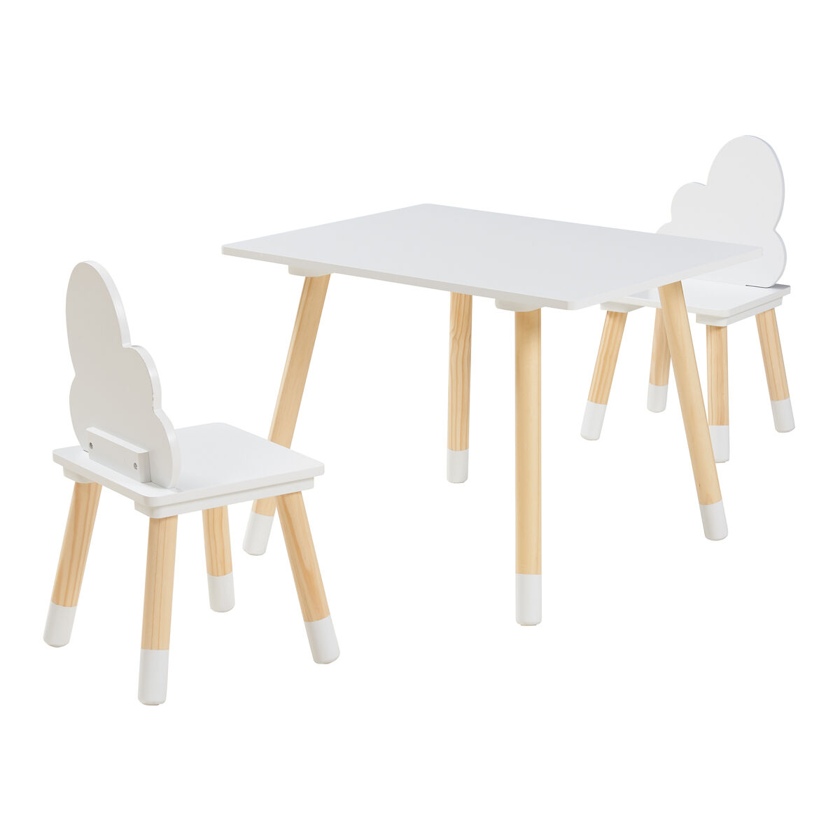 Conjunto mesa e 2 cadeiras para crianças hovle design de nuvens blanco [en.casa]