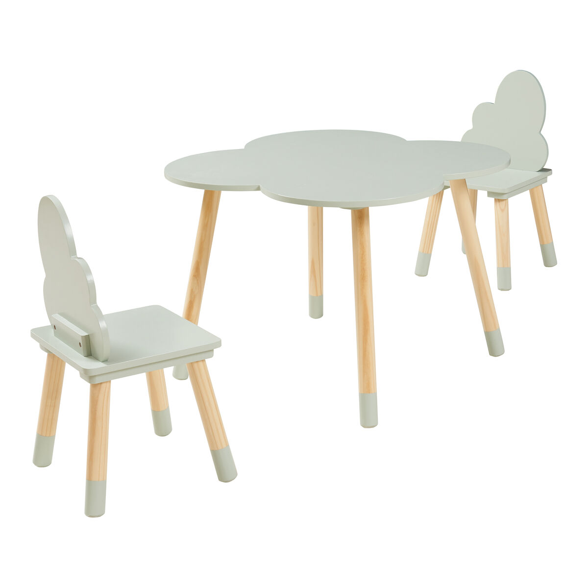 Conjunto mesa e 2 cadeiras para crianças epim design de nuvens verde [en.casa]