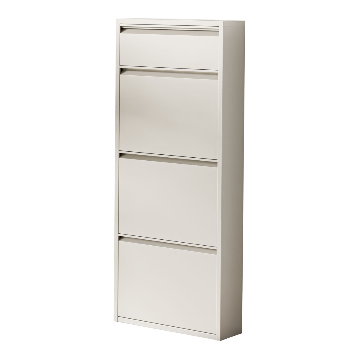Sapateira sokndal com 3+1 portas 118x50x15 cm metal - branco-escuro [en.casa]