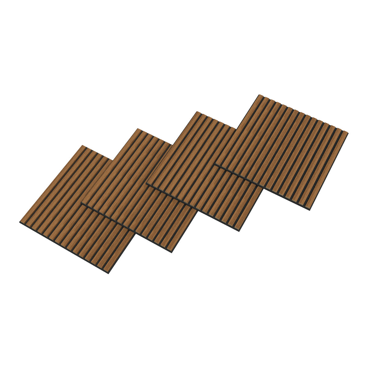 Conjunto de 12 painéis acústicos 3d vang com lâminas lineares 4,32 m² teca [neu.holz]