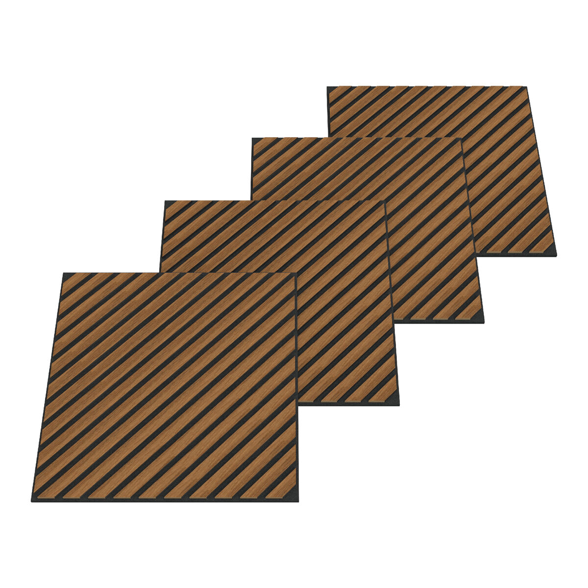Conjunto de 12 painéis acústicos 3d vang com lâminas diagonais 4,32 m² teca [neu.holz]