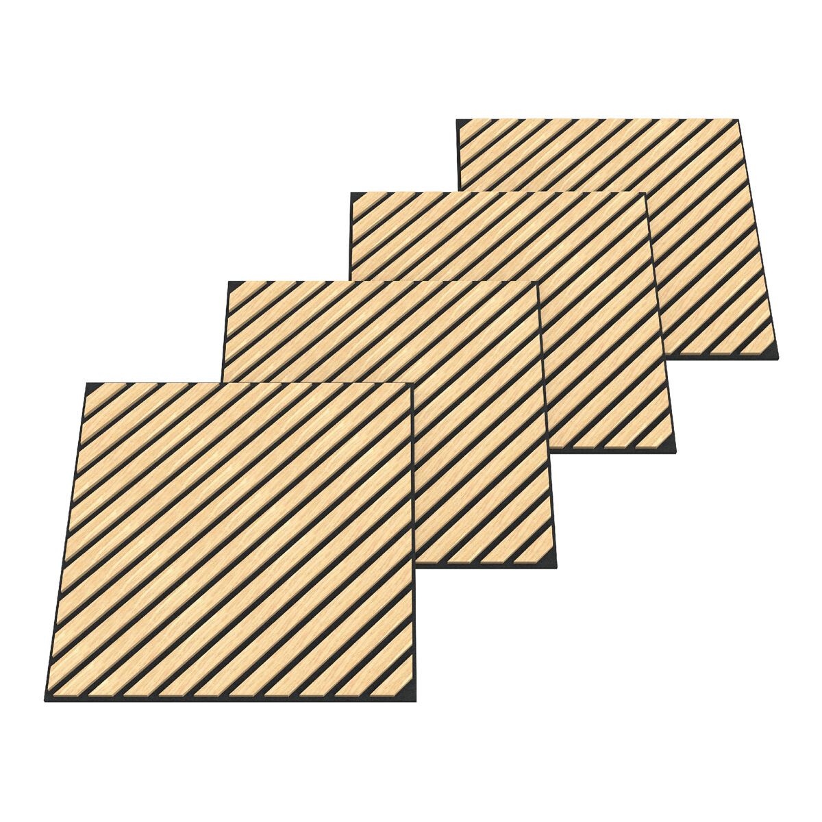 Conjunto de 12 painéis acústicos 3d vang com lâminas diagonais 4,32 m² carvalho claro [neu.holz]