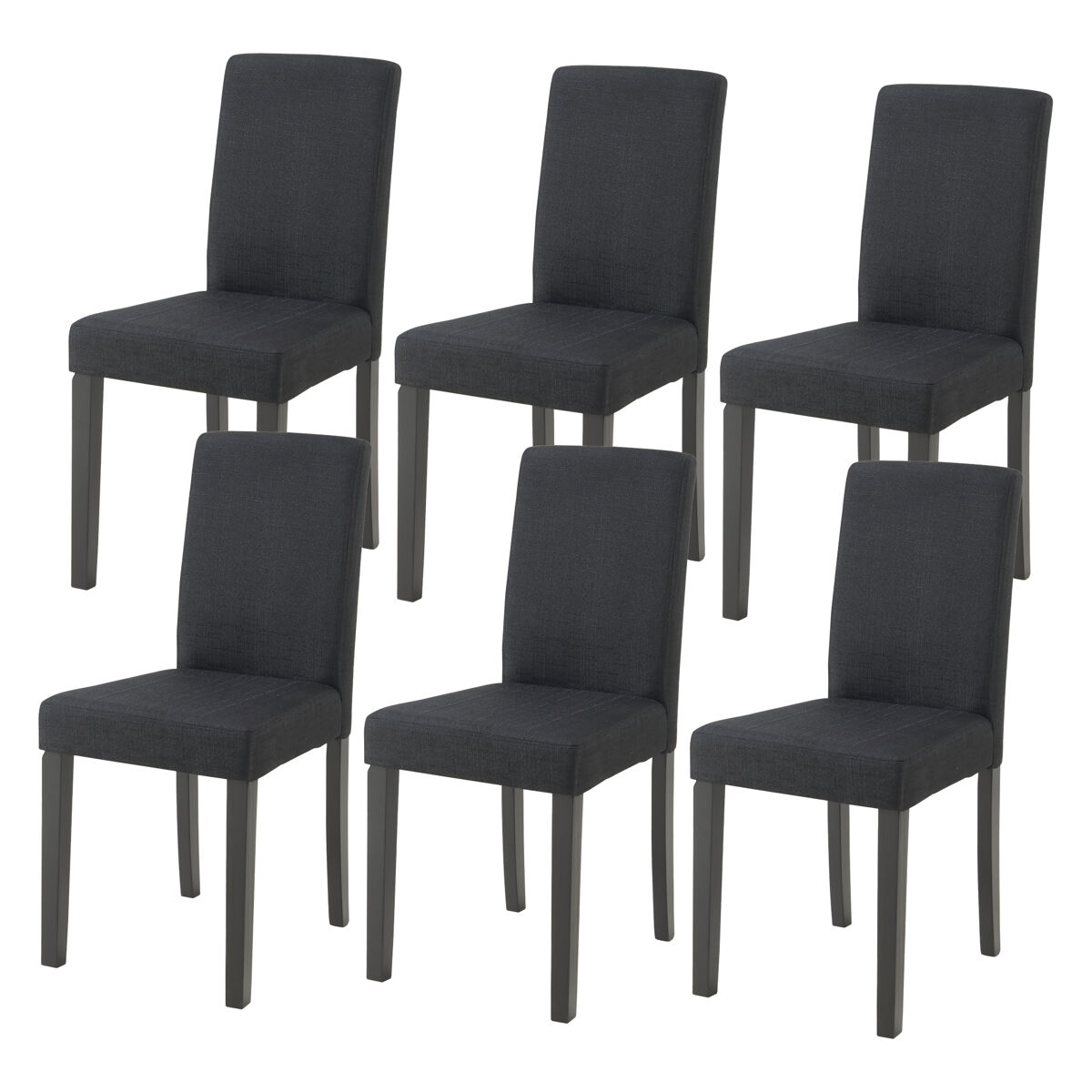 Cadeira de jantar hamburg conjunto de 6 têxteis preto [en.casa]