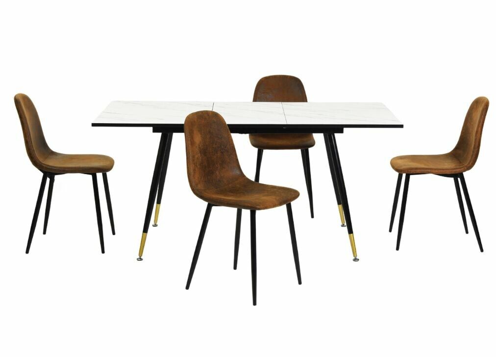 Conjunto de mesa e 4 cadeiras com efeito pele