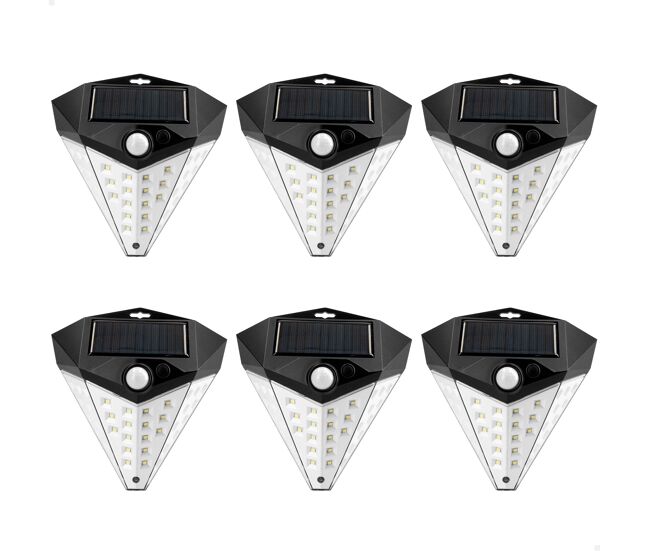 Aktive pacote de 6 luminárias de parede led solares com sensor de movimento, 80 lúmens e 3 intensidades
