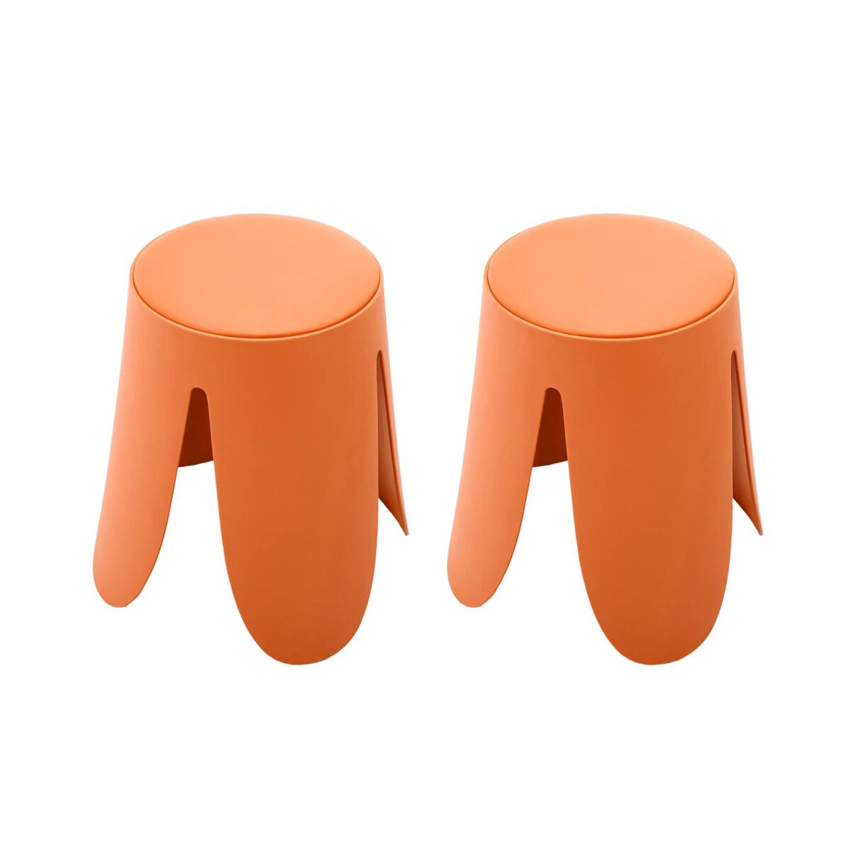 Banco empilhável de couro sintético, set de 2, niki, orange, 44x44x46 cm