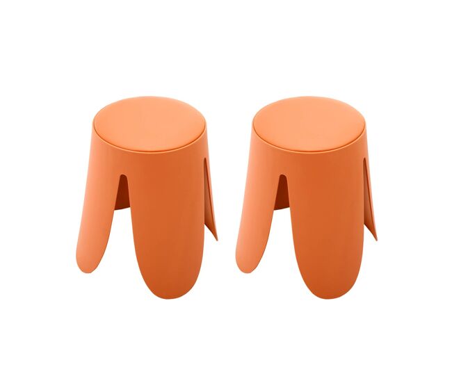 Banco empilhável de couro sintético, set de 2, niki, orange, 44x44x46 cm